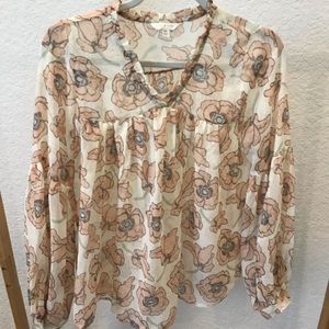 Lucky brand long sleeve light weight floral top
